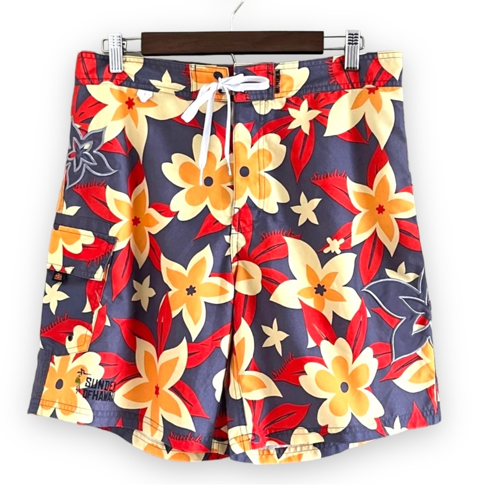 vintage Sundek of Hawaii floral board swim shorts size 32